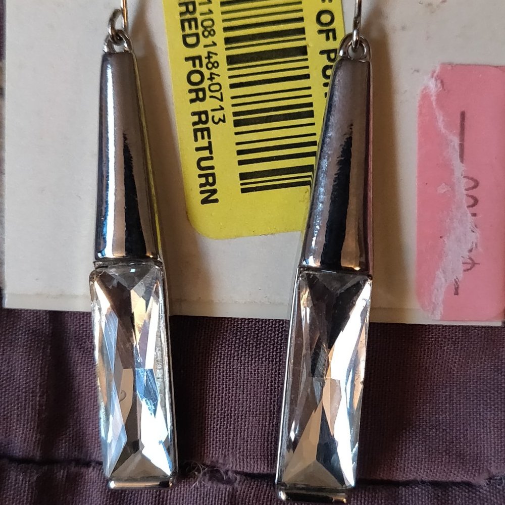 Kenneth Cole Dangle Chrome Colored Earrings